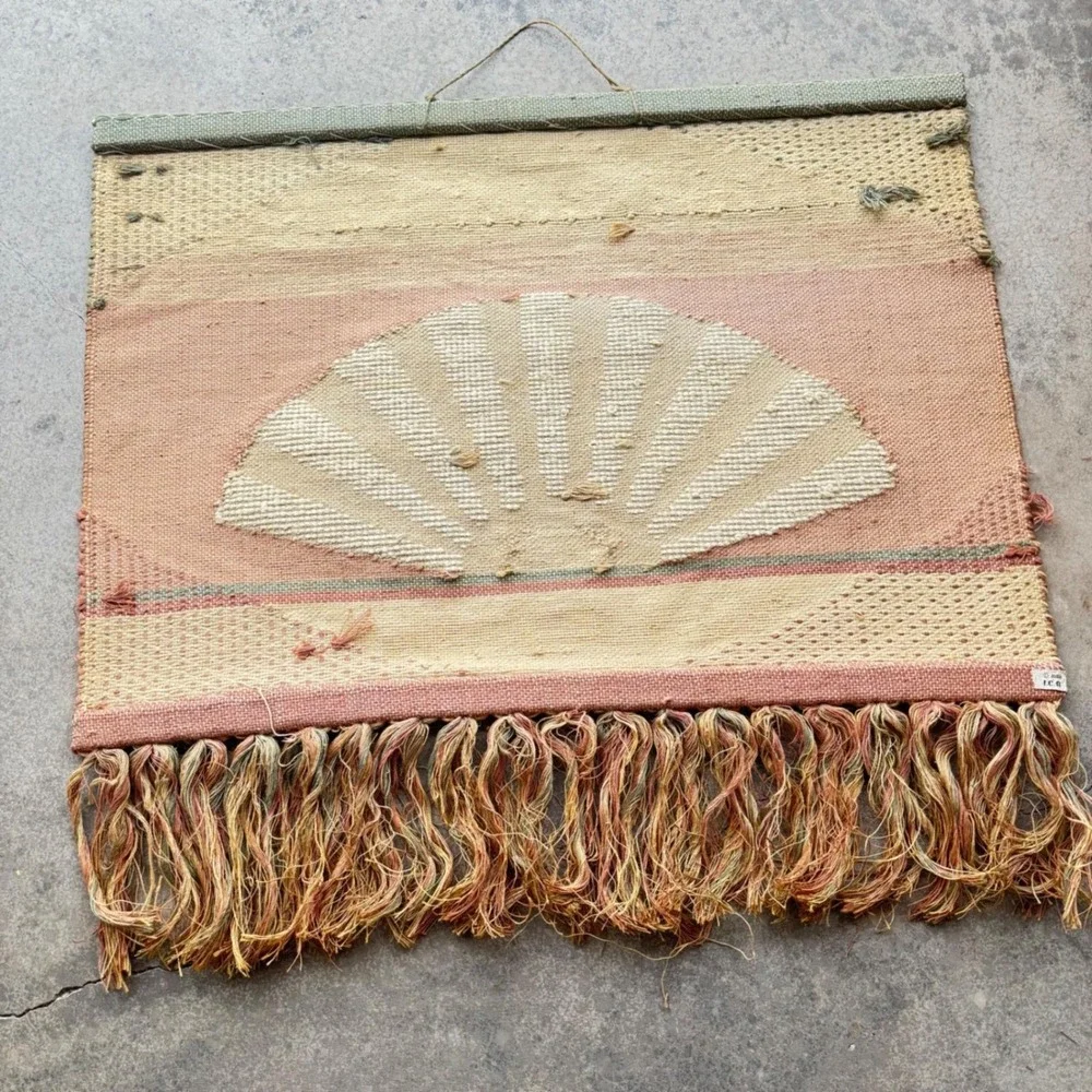 Vintage 1986 ICA Woven Wall‎ Hanging Sunset Sunrise Fiber Art Boho Large 41x35